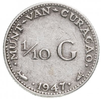 купить Кюрасао 1/10 гульдена (gulden) 1947