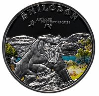 Купить Кот-д'Ивуар 1000 франков CFA 2011 "Доисторическая дикая природа - саблезубый тигр" в футляре, с сертификатом