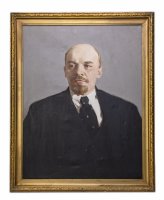 купить Картина "Портрет В. И. Ленина", холст на подрамнике, масло, багет, художник Валентина Алексеевна Бувалец, СССР, 1972 г.