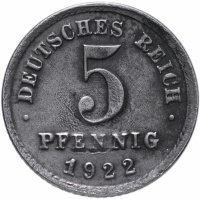 купить Германия (Веймарская республика) 5 пфеннигов 1922