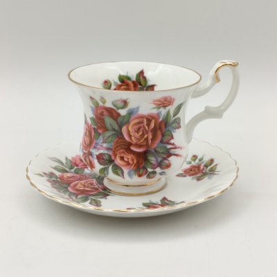 купить Кофейная пара с ярким цветочным декором "Centennial Rose", фарфор, деколь, золочение, Royal Albert, Великобритания, 2000-2010 гг.