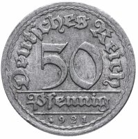 купить Германия (Веймарская республика) 50 пфеннигов (pfennig) 1921 F