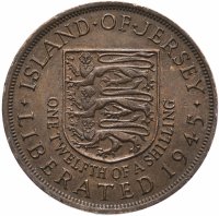 купить Джерси 1/12 шиллинга 1945 Освобождение королева Елизавета II (выпуск 1954 года)