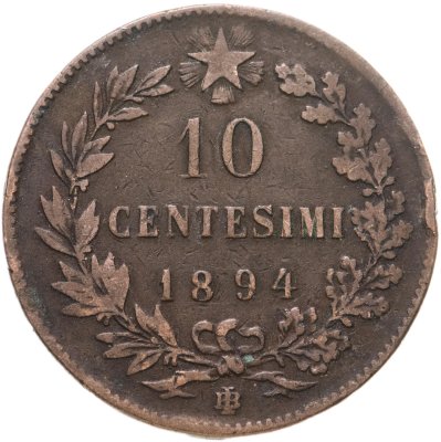 купить Италия 10 чентезимо 1894 "BI"