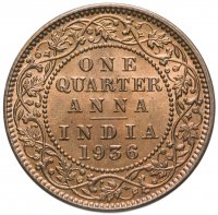 купить Британская Индия 1/4 анны (anna) 1936