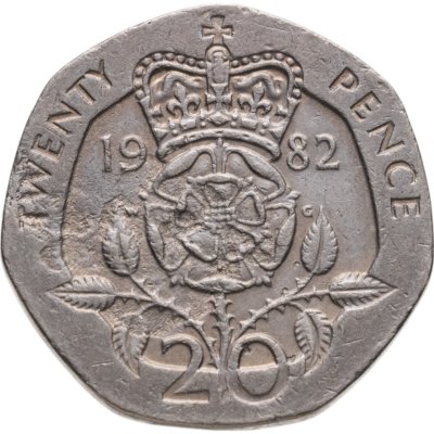 купить Великобритания 20 пенсов (pence) 1982 молодая королева