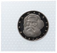 Купить Германия 5 марок 1983 100 лет со дня смерти Карла Маркса в запайке