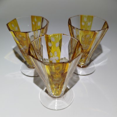 купить Набор из 3 рюмок, стекло, нацвет, Западная Европа, 1950-1980 гг.