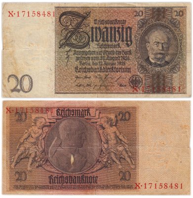 купить Германия 20 рейхсмарок 1933 (Pick 181)