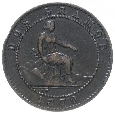 купить Испания 2 сентимо (centimos) 1870