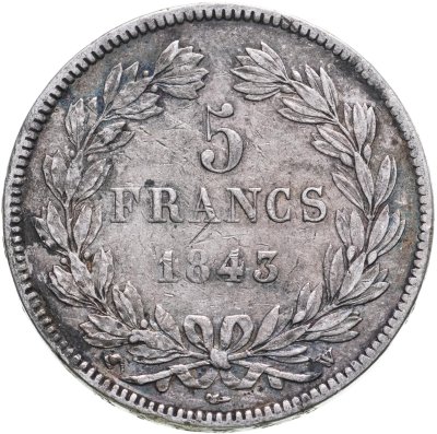 купить Франция 5 франков (francs) 1843