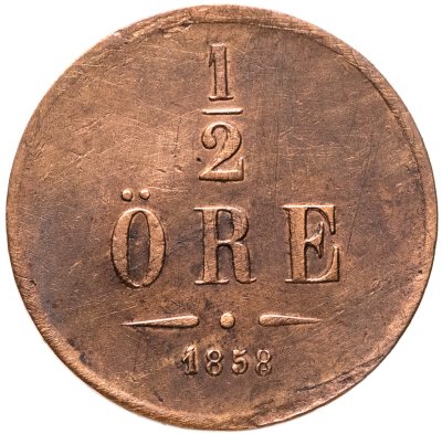 купить Швеция 1/2 эре (ore) 1858