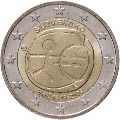 купить Словакия 2 евро 2009 "10 лет Экономическому и валютному союзу"