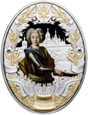 купить Остров Ниуэ 5 долларов 2014 "Российские Императоры - Петр II" в футляре с сертификатом