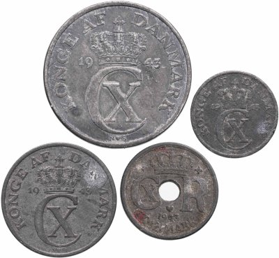 купить Дания набор от 1 до 10 эре 1943 (4 шт)
