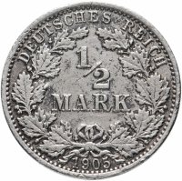 купить Германия 1/2 марки (mark) 1905 A
