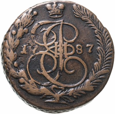 купить 5 копеек 1787 ЕМ орёл 1780-1787, старого образца, реверс: вензель и корона меньше