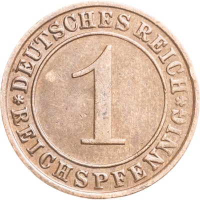 купить Германия 1 рейхспфенниг (reichspfennig) 1935 F знак монетного двора "F" — Штутгарт