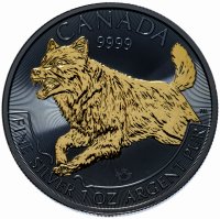 купить Канада 5 долларов 2018 "Прыгающий волк golden enigma" в подарочном футляре с сертификатом