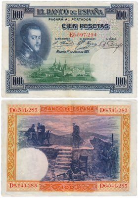 купить Испания 100 песет 1925 (Pick 62c)