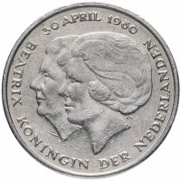 Купить Нидерланды 1 гульден (gulden) 1980 Коронация королевы Беатрис