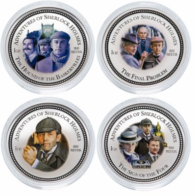 купить Острова Кука 2 доллара набор из 4 монет 2007 Proof «Шерлок Холмс»