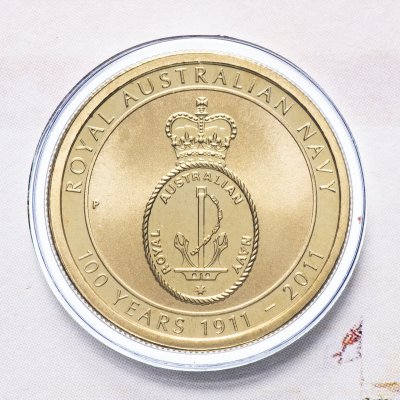 купить Австралия 1 доллар 2011 "100 лет Королевскому ВМФ Австралии" (в конверте, с маркой)