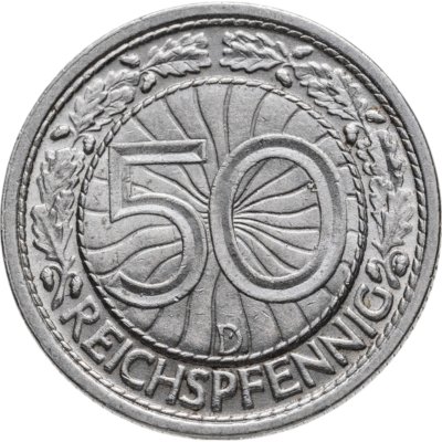 купить Германия, Третий рейх 50 рейхспфеннигов (reichspfennig) 1935, знак монетного двора "D" — Берлин