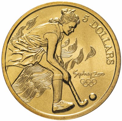 купить Австралия 5 долларов (dollars) 2000 "Олимпийские игры в Сиднее - Хоккей на траве"
