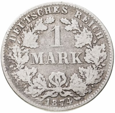 купить Германская Империя, 1 марка 1874 знак монетного двора "E" - Дрезден