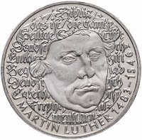 Купить Германия (ФРГ) 5 марок 1983 "500 лет со дня рождения Мартина Лютера"