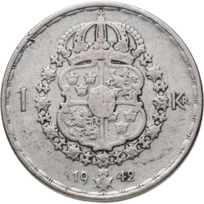 купить Швеция 1 крона (crown) 1942 Без надписи на реверсе