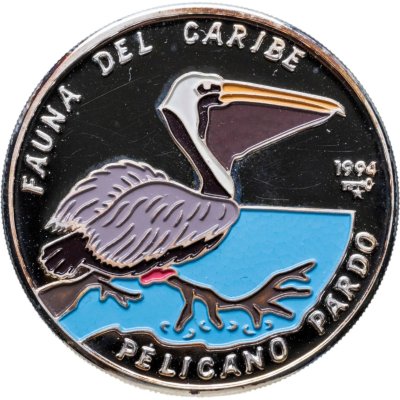 купить Куба 10 песо (peso) 1994 "Карибская фауна - Американский бурый пеликан"