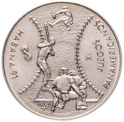 купить Куба 1 песо 1990 XI Пан-Американские игры, Гавана-бейсбол
