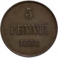 Купить 5 пенни 1888, монета для Финляндии
