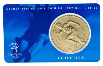 купить Австралия 5 долларов (dollars) 2000 "Олимпийские игры в Сиднее - Легкая атлетика" (в коинкарте)