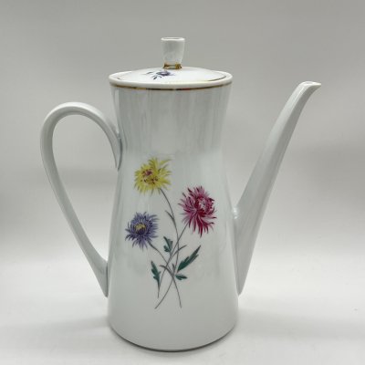 купить Чайник доливной с цветочным декором, фарфор, деколь, золочение, Freiberger Porzellan, Германия, 1957-1972 гг.