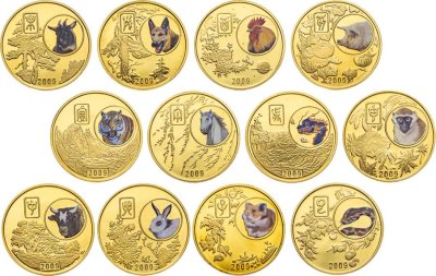 купить Северная Корея набор 20 вон 2009 «Лунный календарь - гороскоп» из 12 монет