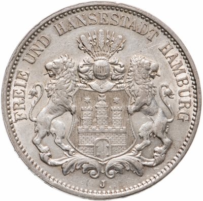 купить Германская Империя, Гамбург 3 марки 1909 J
