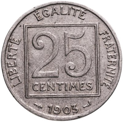 купить Франция 25 сантимов (centimes) 1903