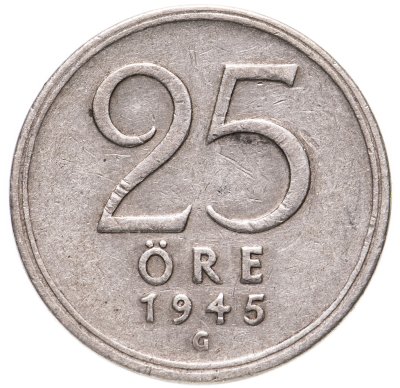 купить Швеция 25 эре (ore) 1945