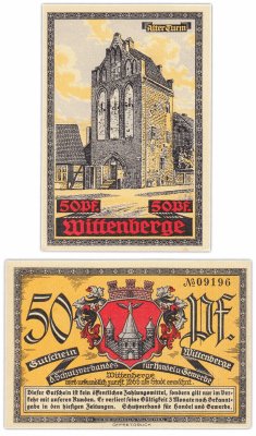 купить Германия (Виттенберг) 50 пфеннигов 1921 (Старая башня)