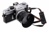 купить Фотоаппарат пленочный "Minolta SR-7" с объективом "Rokkor-SG f=28mm" в комплекте с объективом "Auto Tamron f=200mm" в кофре, металл, Япония, 1962-1966