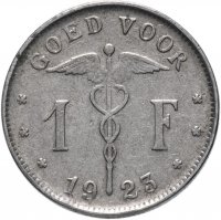 купить Бельгия 1 франк 1922-1935 фламандская версия (Belgiё) (VF-XF)