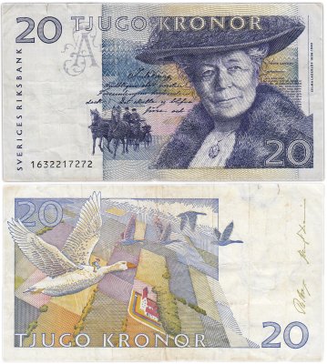 купить Швеция 20 крон 1991-1992 года (Pick 61a) подписи Per Borg & Bengt Dennis