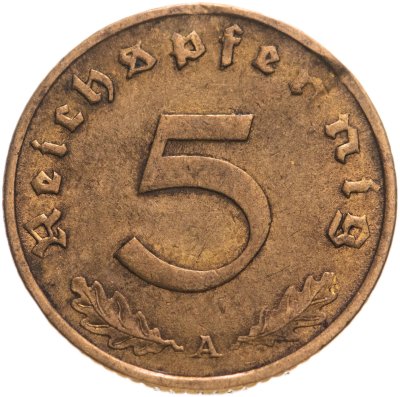купить Германия - Третий рейх 5 рейхспфеннигов 1937 "A"