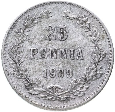 купить 25 пенни 1909 L, монета для Финляндии