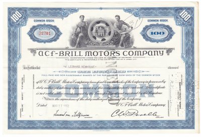 купить Акция США ACF- BRILL MOTORS COMPANY 1951 - 1955 г.