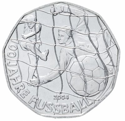 купить Австрия 5 евро (euro) 2004 100 лет футболу