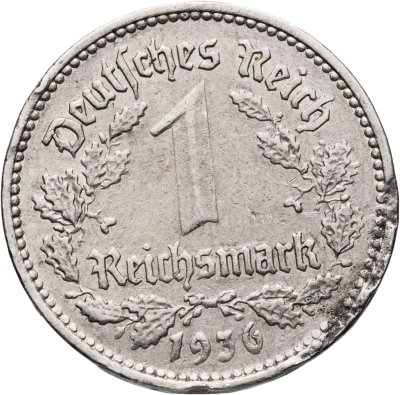 купить Германия, Третий рейх 1 рейхсмарка (reichsmark) 1936